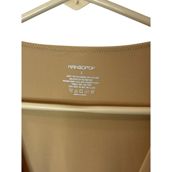 Mangopop ochre double lined short sleeve V neck fitted basic tee size S NWT - Picture 8 of 10